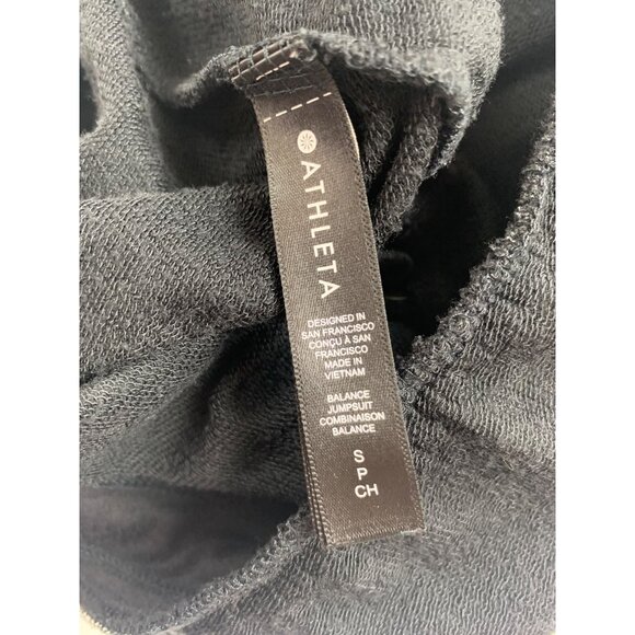 Athleta Womens Black Balance Jumpsuit Size S drawstring waist pockets scoop neck - Picture 6 of 9